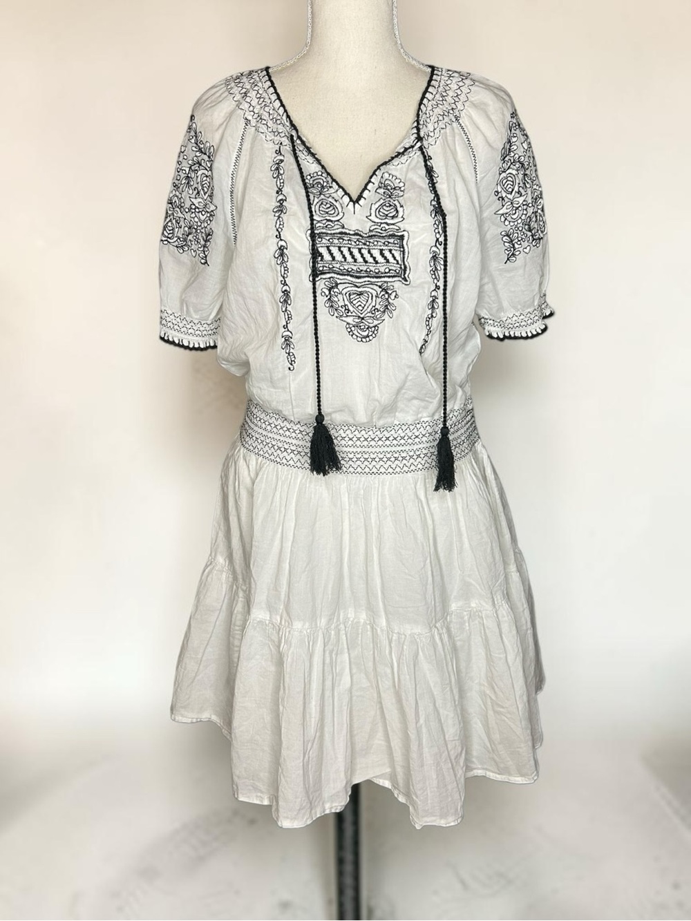 Ralph Lauren Black Label Embroidered Boho Peasant Dress
